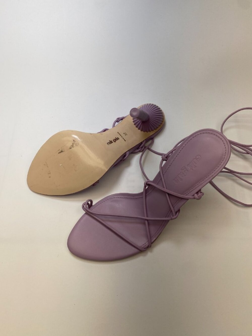 Cult Gaia Womens Strappy Leather Lavender Lace Up Heel Sandal Sz 7 - Picture 9 of 9